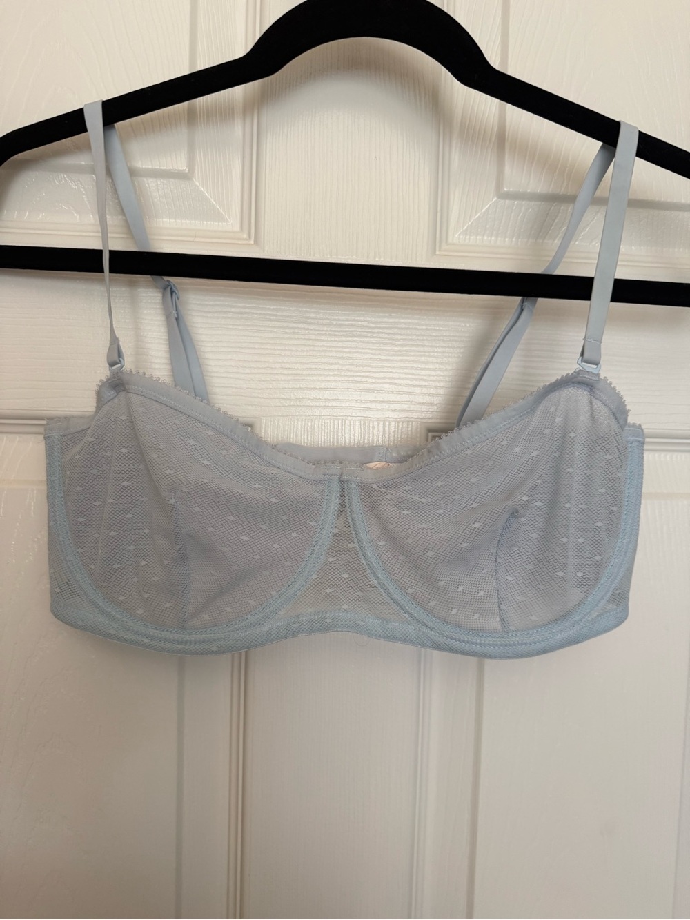 J. Crew Pale Blue Sheer Dot Mesh Balconette Bra